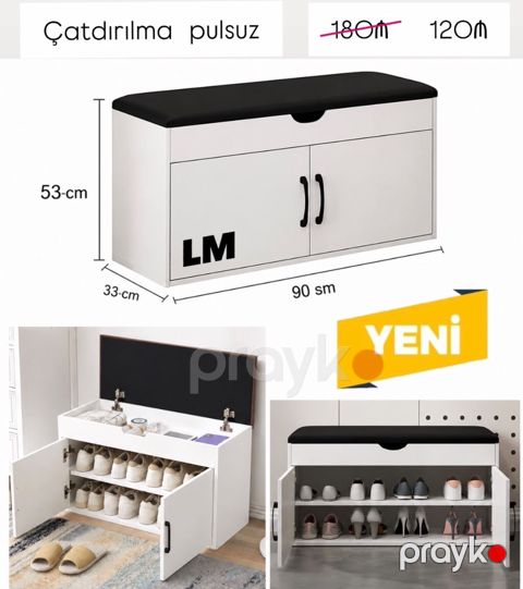 Ayaqqabı dolabı və oturacaq-benk - Ölçülər: 90 sm (eni) x 33 sm