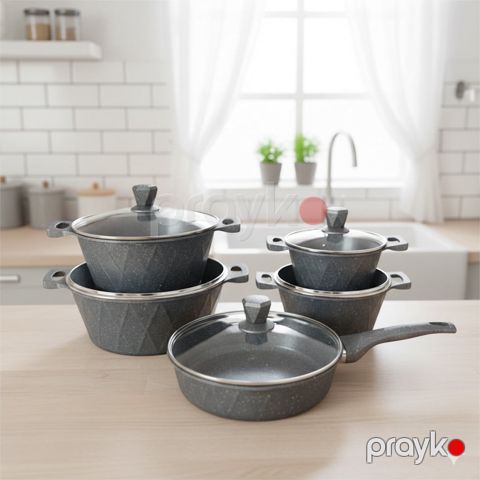 Qab-qacaq dəsti Zegna Home 070101, 10 əd, 20/24/28/32 sm, boz — Bakı
