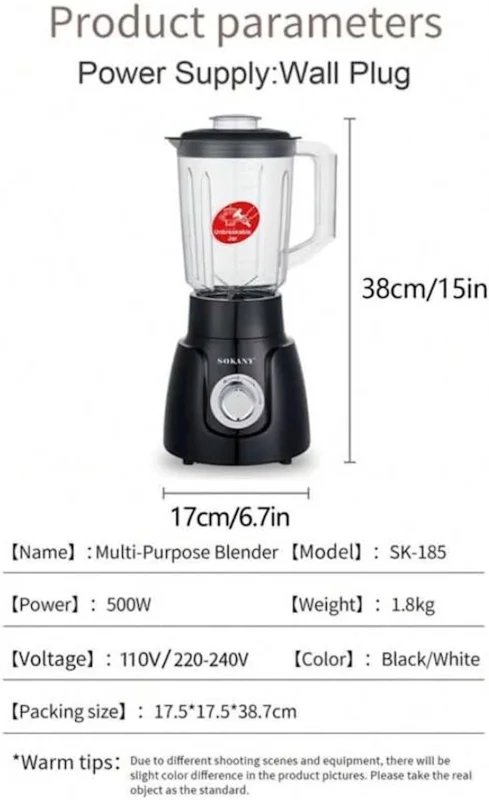 Blender Sokany SK-185 — Blenderlər, xırdalayanlar və mikserlər, Bakı (3)