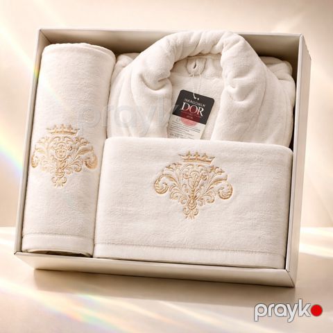 Dəst hamam xələti + hamam dəsmalı VC_2284470, krem, pambıq, ölçü L/XL — Bakı