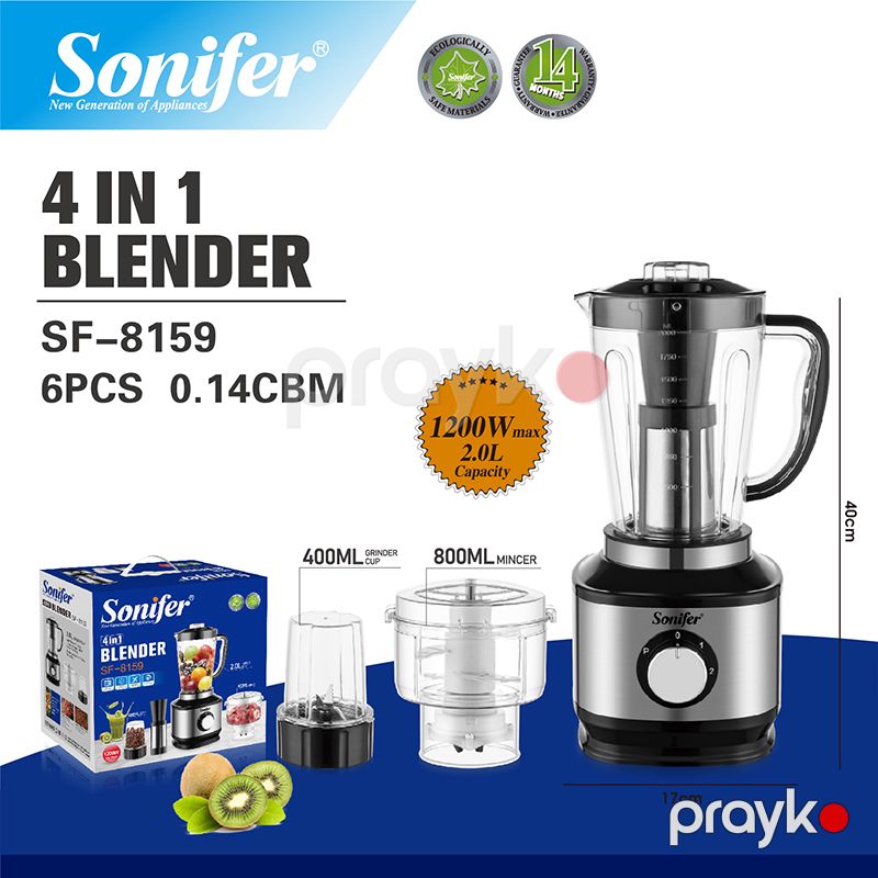 Sonifer SF-8159 — 1200W Çoxfunksiyalı Qida Prosessoru, Blender və Üyüdücü — Blenderlər, xırdalayanlar və mikserlər, Bakı (3)