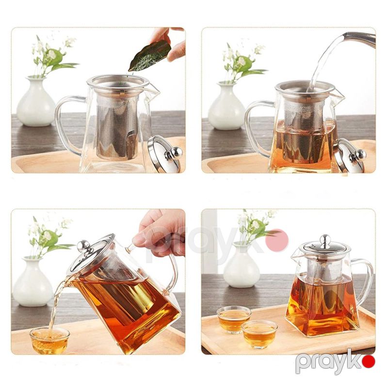Paslanmaz Polad Dəmləyicili Modern Şüşə Çaynik 900ml — Elektrik çaydanları və termoslar, Bakı (4)