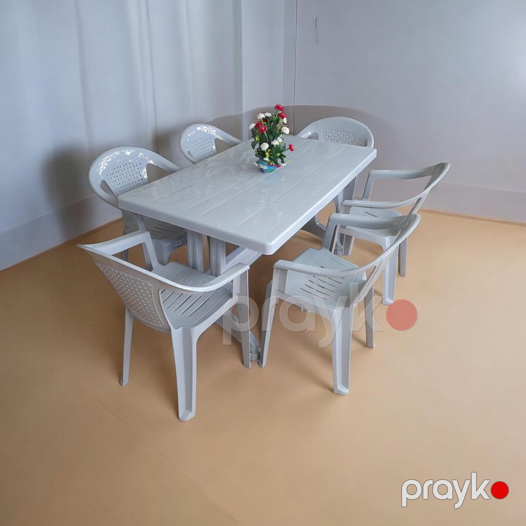 Bağ üçün mebel dəsti 49888673, plastik, ağ, 6 nəfərlik — Mallar, Bakı (3)