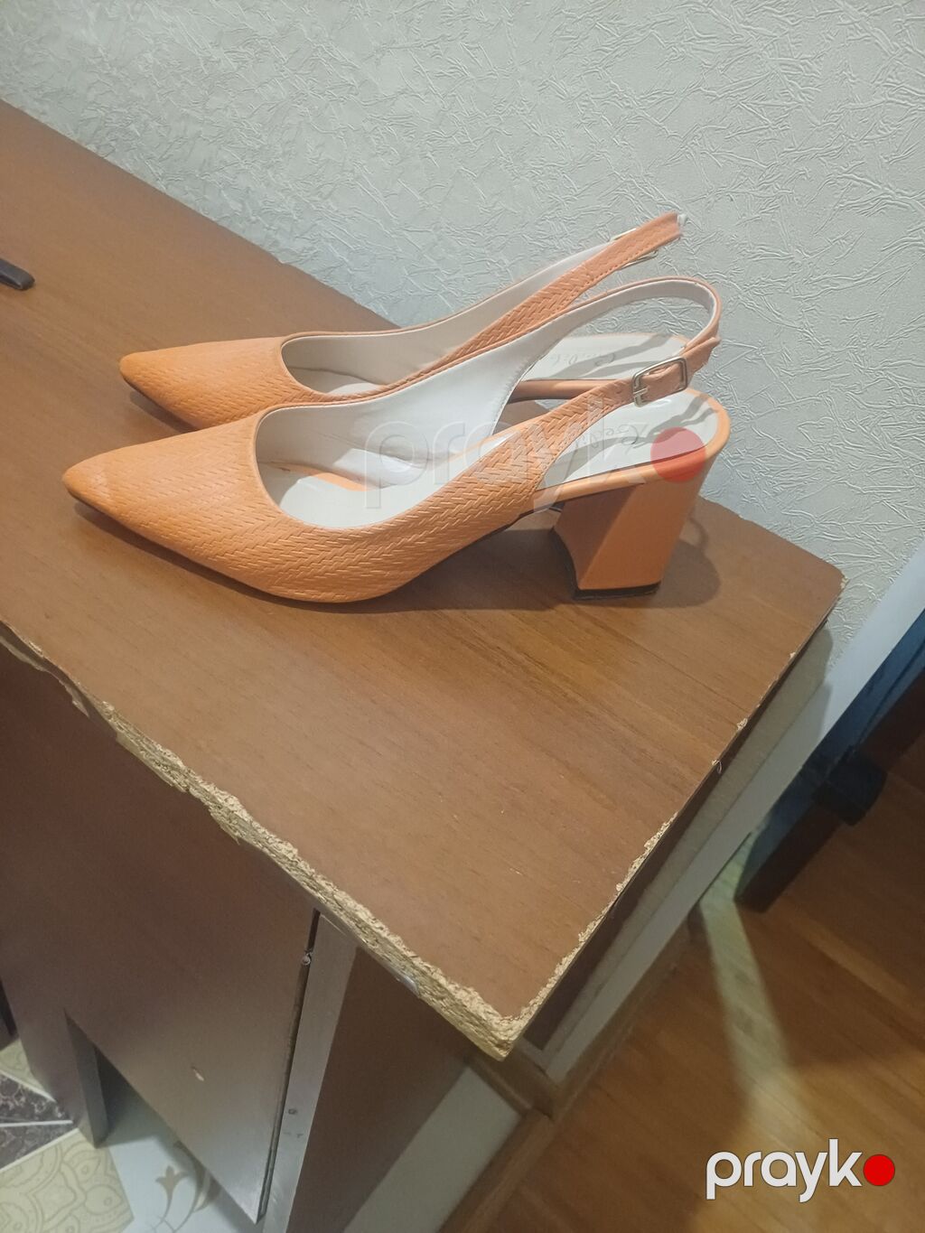Narıncı rəngli xanım ayaqqabısı – açıq dabanlı slingback model — Tufl, Sumqayıt (4)