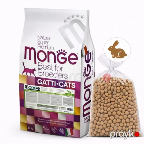 Quru yem Monge Monoprotein Coniglio Best for Breeders, yetkin pişiklər üçün, dovşan əti ilə, 1 kq — Bakı