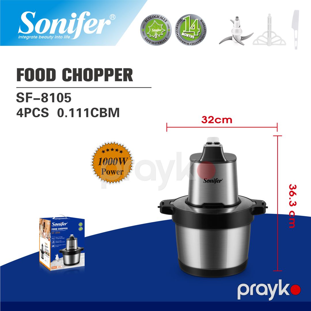 Sonifer SF-8105 Universal Mətbəx Doğrayıcısı (1000w Gücündə Paslanmayan Polad) — Ev texnikası, Bakı (3)