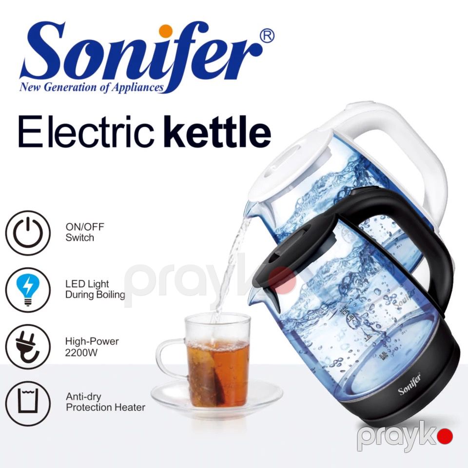 Sonifer SF-2079 Şüşə Elektrikli Çaydan 1.7L 2200W LED İşıqlı və Avtomatik Sönmə Funksiyalı — Elektrik çaydanları və termoslar, Bakı (4)