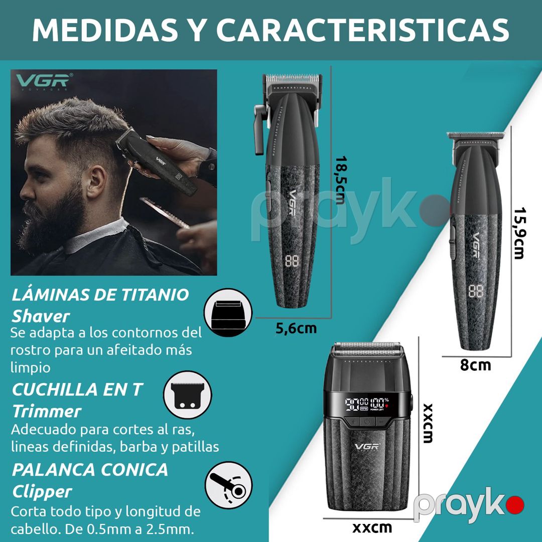 Professional təraş aparatı dəsti VGR 640 S3 2500MAH 9000RPM Ceramic Blades Cord/Cordless — Gözəllik və səhiyyə, Bakı (5)