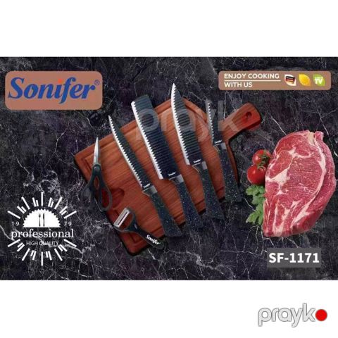 Sonifer SF-1171 Professional Mətbəx Bıçaq Dəsti – 6 Parça, Qranit Örtüklü və Erqonomik Dizayn — Bakı