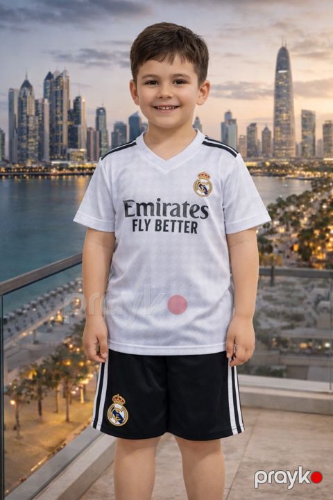 Uşaq futbol dəsti Emirates Fly Better, poliester, ağ/qara, 7 yaş — Bakı