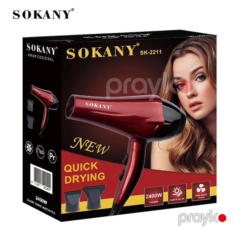 Sokany SK-2211 Professional Saç Qurutma Feni – 2400W Güclü, 3 Sürət Rejimi — Saç burmağa və düzəltməyə, Bakı (3)