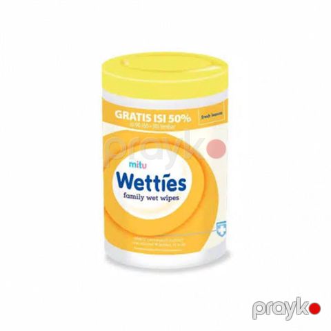 Nəm salfetlər plastik qutuda Mitu Baby Wetties Family Wet Wipes Fresh Lemon Bottle 90 ədəd — Bakı