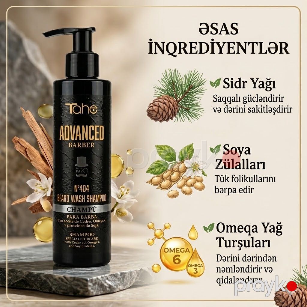 Saqqal şampunu Tahe Advanced Barber Shampoo No.404 sulfatsız 200 ml — Mallar, Bakı (2)