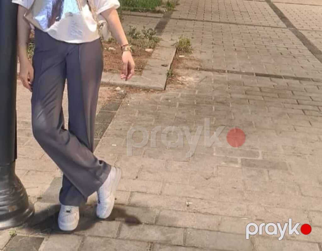 Boz rəngli qadın şalvarı - Kəsim: Yüksək belli, düz/eni geniş — Şalvar, Bakı (2)