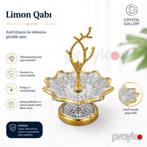 Limon qabı Crystal Gallery, Şüşə, Şəffaf — Bakı