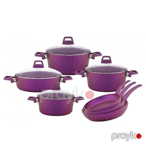 Tava və Qazan dəsti Shosman 11 Parça Granit Set 4 mm Bənövşəyi 8697444432881 — Bakı