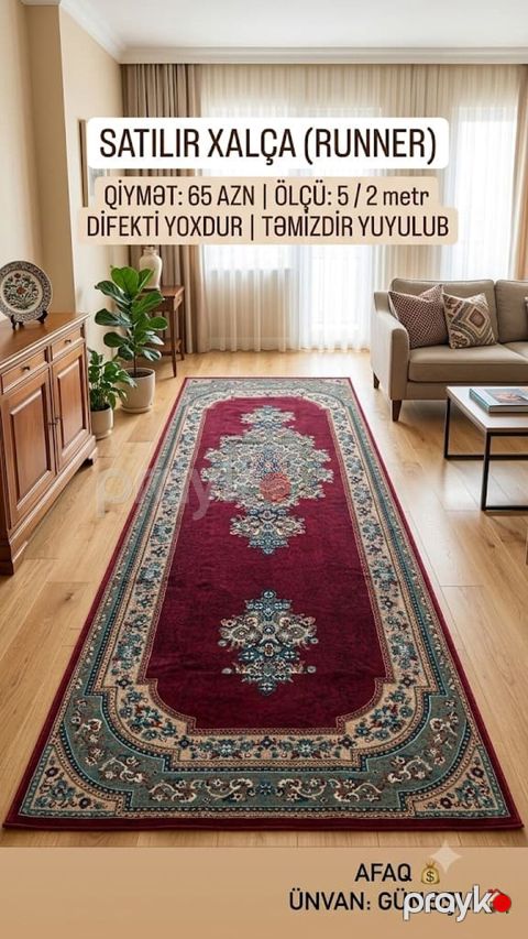 65 Azn Gence Xalcasi 2/5 ölcusunde yuyulub,temizdir.Difekti — Bakı