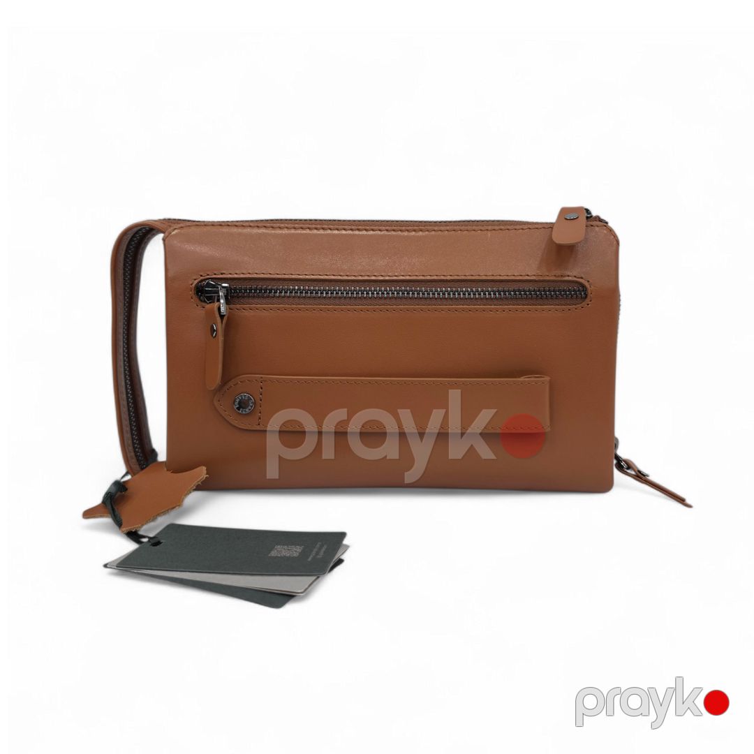 Borsetka Grande 4277 Taba, Açıq qəhvəyi, Təbii dəri, 14/22 sm — Mallar, Bakı (3)