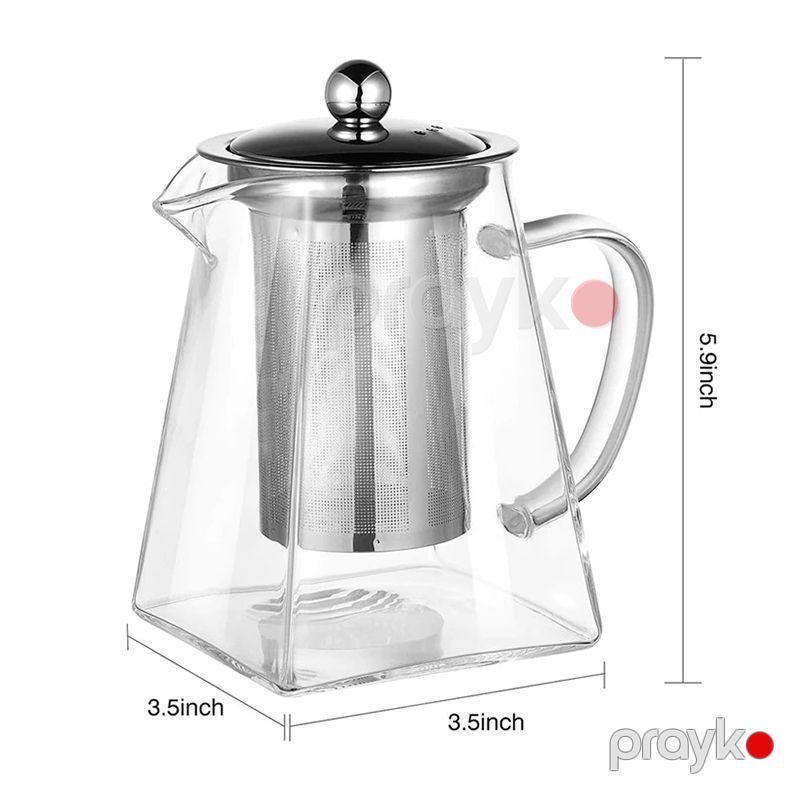 Paslanmaz Polad Dəmləyicili Modern Şüşə Çaynik 900ml — Elektrik çaydanları və termoslar, Bakı (5)