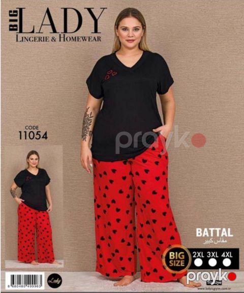 Qadınlar üçün şalvarlı dəst 2406617, rəngbərəng, pambıq, ölçü XXL