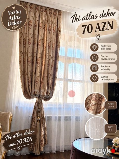 Yazlıq Atlas Dekor – İki atlas dekor - İki atlas dekor: cəmi 70 AZN — Gəncə