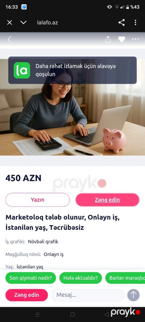 Marketoloq tələb olunur, İstənilən yaş, Təcrübəsiz — Bakı