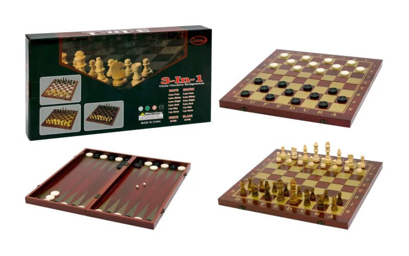 Şahmat + dama + nərd (3-ü 1-də) WS0526, taxta, 50x50 sm — Top oyunları, Bakı (2)