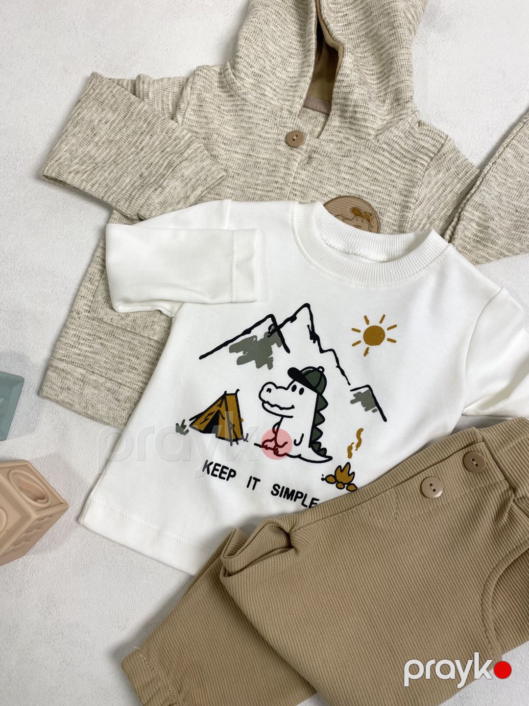 Şalvarlı dəst, Qəhvəyi, Pambıq, ölçü 12-18 ay — Mallar, Bakı (2)