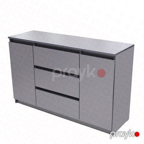 Komod modul sistemi "denver" 2 qapılı 3 siyirməli qrafit