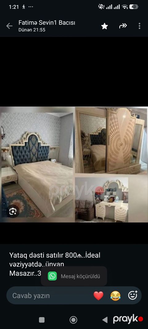 Yataq dəsti satılır 800₼. İdeal vəziyyətdə. ünvan — Bakı