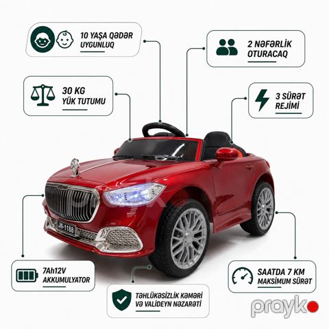 Uşaq elektrik avtomobili 6682, qırmızı — Bakı
