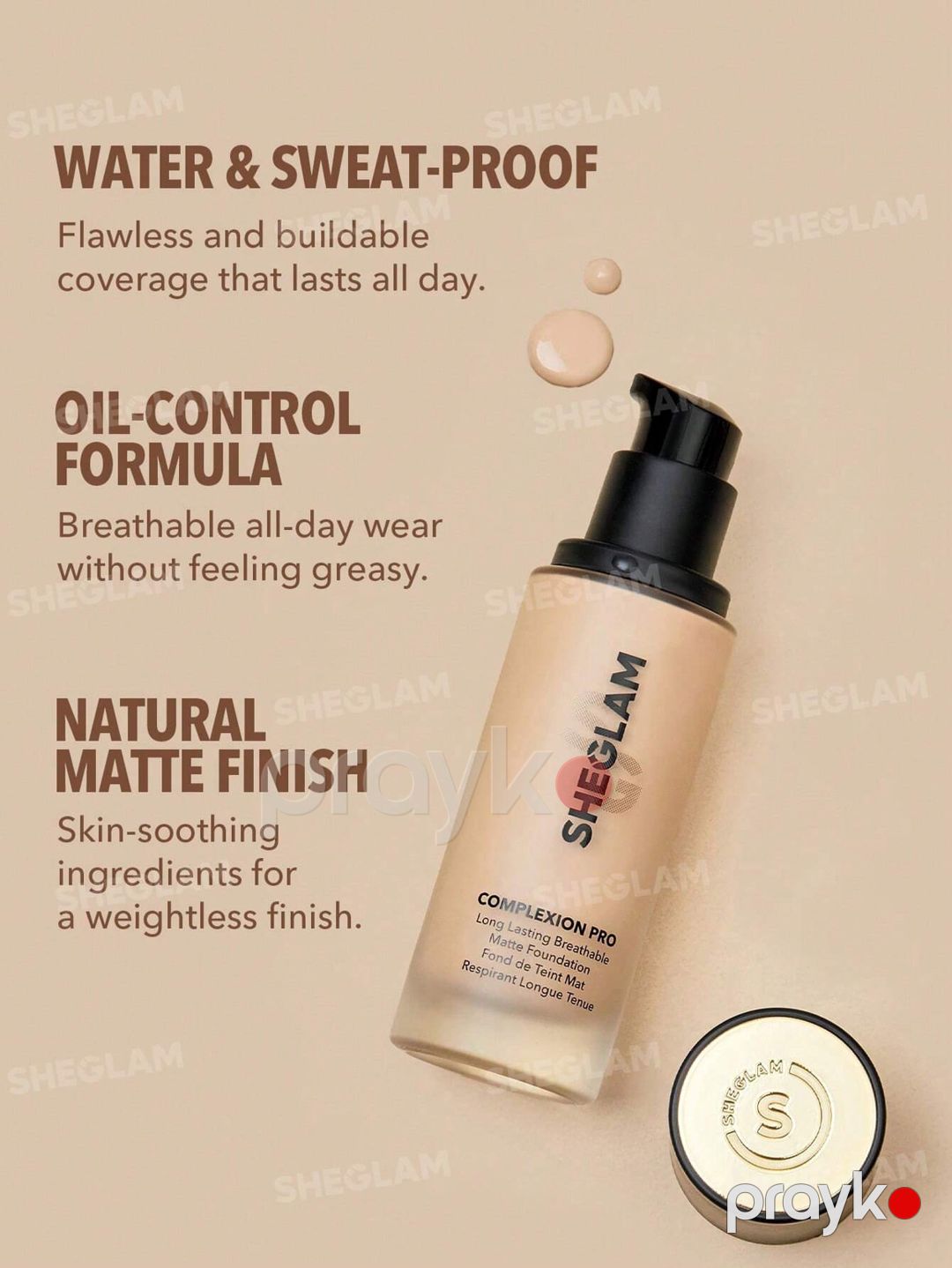 Tonlaşdırıcı krem No Brand Complexion Pro Long Lasting Matte Chantilly, 30 ml — Mallar, Bakı (3)