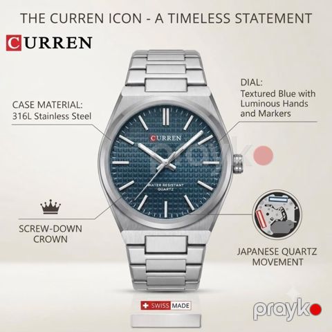Kişi qol saatı Curren, Kvars, Əqrəbli, Qarışıq, Qolbaq — Bakı