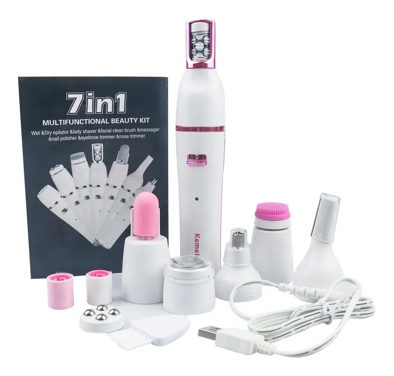 Kemei 7-si-1-də Çoxfunksiyalı Epilyator – Üz və Bədən üçün Elektrikli Depilyasiya Aparatı (Tam Set) — Bakı