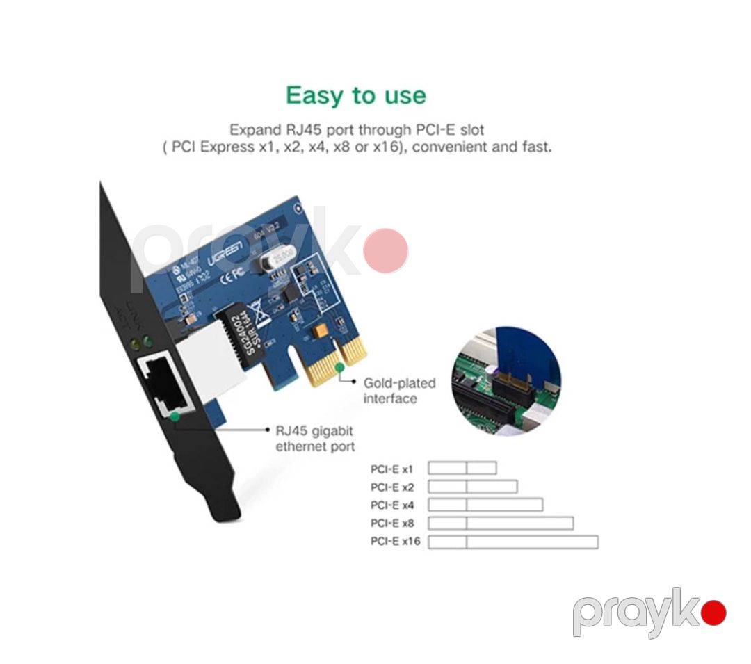 LAN adapter "Ugreen 30771 PCI Express Controller Card RJ45" — Şəbəkə və server avadanlığı, Bakı (3)
