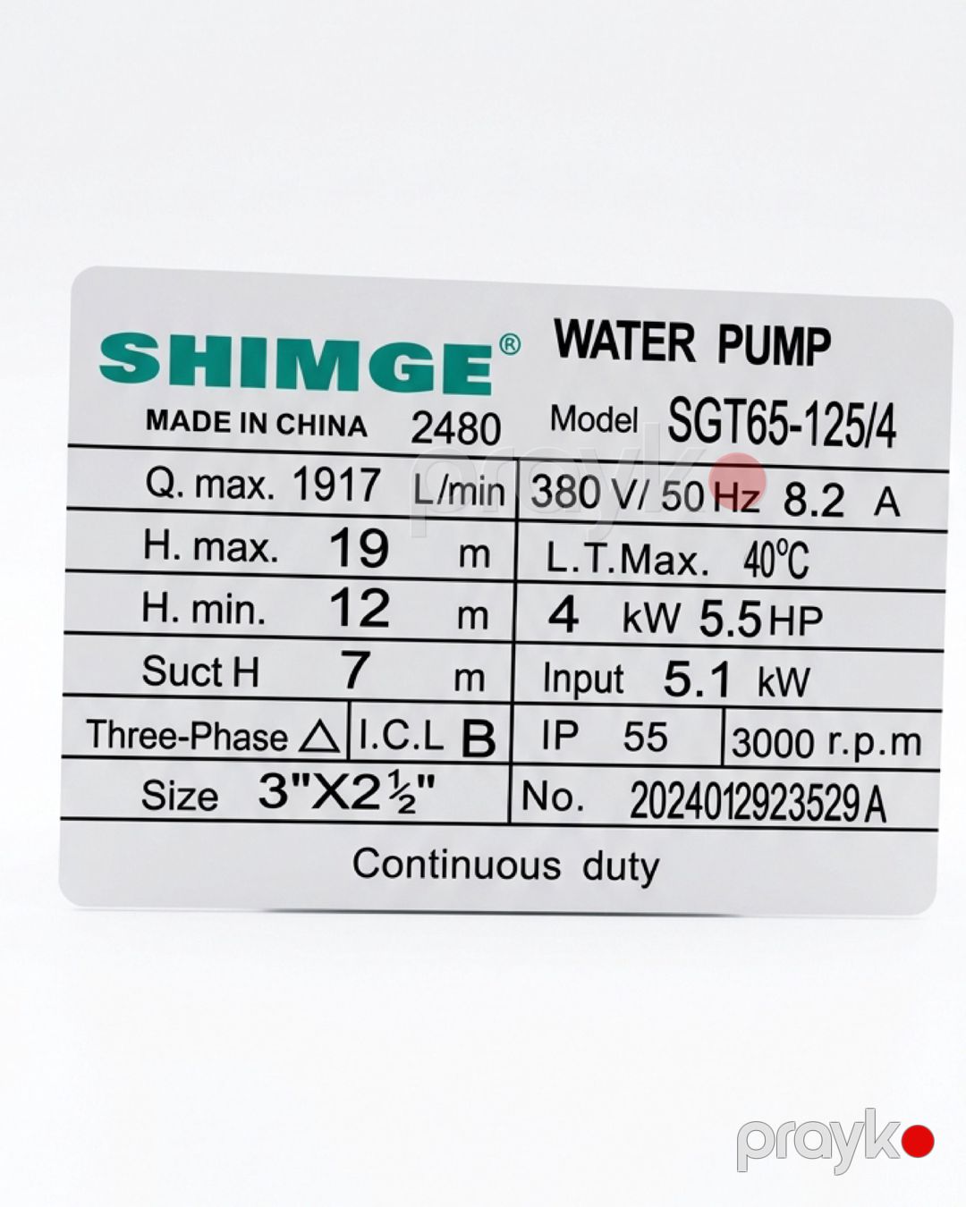 Səthi nasos Shimge 4kW SGT65-125/4 — Mallar, Bakı (2)