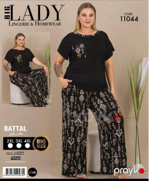 Qadınlar üçün dəst BL-11044, qara, pambıq, ölçü 3XL — Bakı