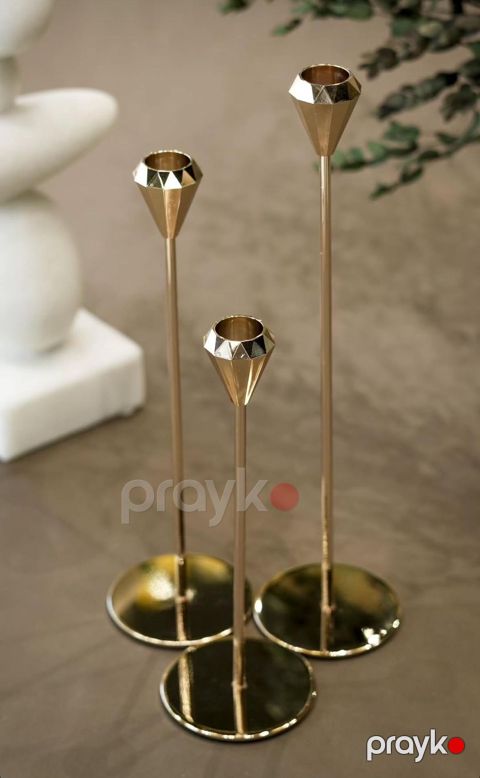 Şamdan dəsti CAN2, paslanmayan metal, qızılı, 3 əd — Bakı