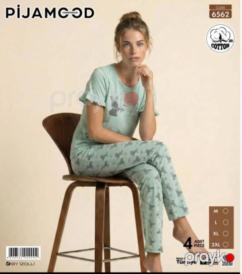 Şalvarlı pijama dəsti qadınlar üçün Pijamood 6562_RB, pambıq, mavi, ölçü L — Bakı