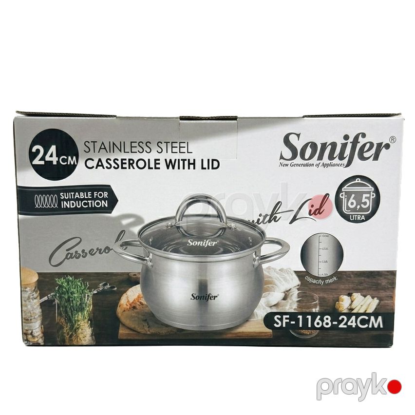 Sonifer SF-1168-24CM Paslanmaz Polad Qazan – 6.5 Litr — Digər mətbəx texnikası, Bakı (2)