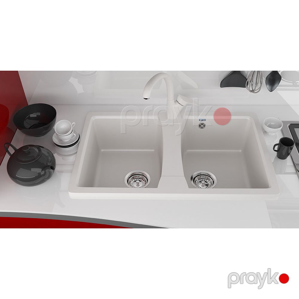 Ulgran mətbəx çanağı (moyka) seramik 2-Lİ ağ 770х495 U-402-331 — Ev malları, Bakı (4)