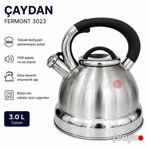 Çaydan Fermont 3023, paslanmayan polad, gümüşü, 3000 ml — Bakı