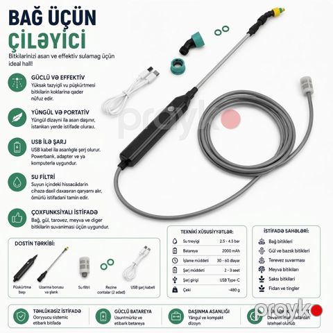 Bağ üçün çiləyici 200 W 12 l 4 V — Bakı