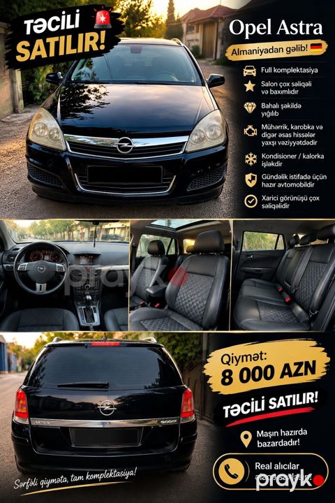 Opel Astra (Almaniyadan) Xüsusiyyətlər: - Full komplektasiya - Salon — Bakı