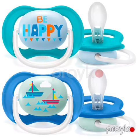 Əmziklər dəsti Philips Avent Ultra Air SCF080/15, ortodontik, 6-18 ay, silikon, 2 əd, futlyar ilə, mavi — Bakı
