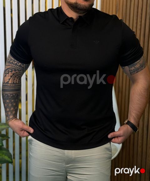 Kişilər üçün polo 2281448, qara, pambıq, ölçü L — Bakı