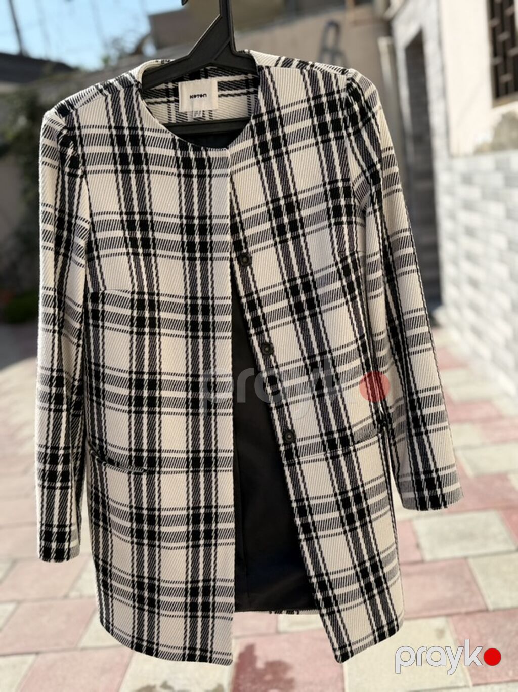 Qadın üst geyimləri dəsti 1) Qara qısa jaket - Model: asimmetrik ön — Kostyum, Digah (10)