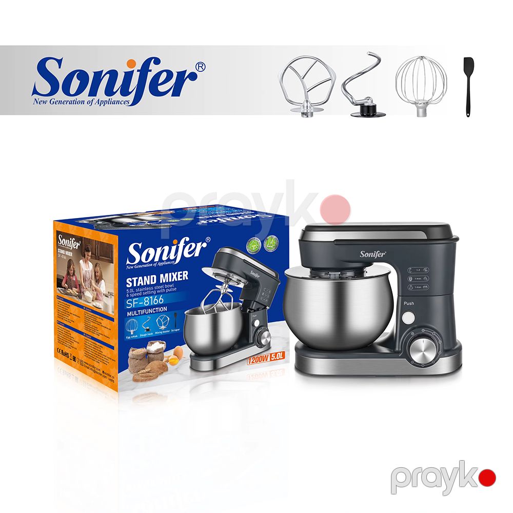 Sonifer SF-8166 Peşəkar Stand Mikser – 1200W, 5L Paslanmaz Polad Qablı — Blenderlər, xırdalayanlar və mikserlər, Bakı (2)