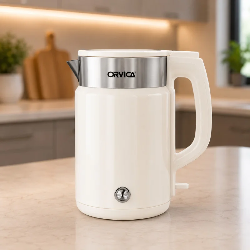 Elektrik çaydan Orvica ORM-8046, 2 L, Ağ, 2400 Vt — Bakı
