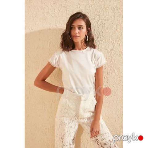 Qadınlar üçün qısaqol bluz MRD-112029, ağ, polyester, ölçü M — Bakı